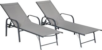 Happy Garden Pack De 2 Tumbonas Sardinia De Textileno Gris Y Estructura Gris Antracita
