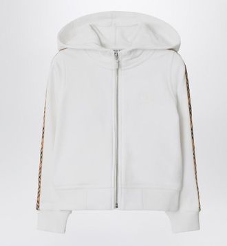 Burberry White zip hoodie with Check trims