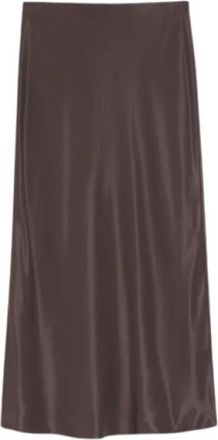 HUGO BOSS Midi Rok - Dames - Midirokken - Bruin - S - Satijn - Rokken