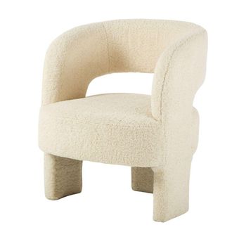 Maisons du monde Sill&oacute;n de 3 patas de tela rizada blanco