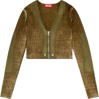 Diesel M-Asera cropped cardigan - women - Wool/Polyamide - L - Green