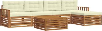 vidaXL Conjunto De Sof&aacute;s De Exterior 6 Uds. Natural Y Crema Vidaxl