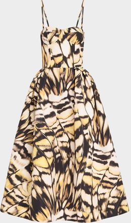 Oscar De La Renta Butterfly Faille Bustier Tea-Length Dress