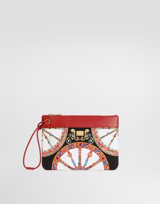 Dolce & Gabbana Toiletry Bag In Carretto-print Canvas - Woman Wallets And Small Leather Goods Multicolor Onesize