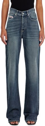 Diesel Regular Jeans High Waist 1971 D-Sent, Dark blue, Button fly