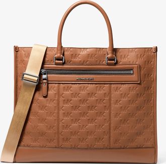 Michael Kors Jet Set Logo Embossed Leather Tote Bag
