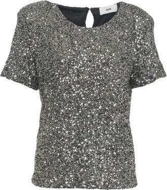 SOLOTRE Glamorous Sequin-Embellished T-Shirt With Back Cutout