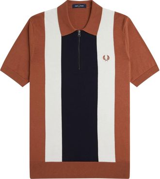 Fred Perry Cotton Knit Polo Shirt With Striped Motif
