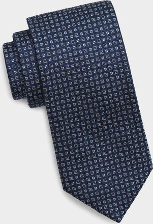 Canali Men & apos;s Circles & Squares Micro-Medallion Silk Tie