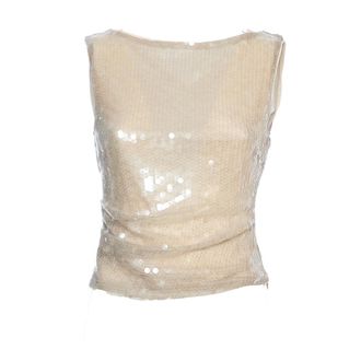 Staud Sleeveless Tops, female, Beige, Size: M Elegant Draped Boat Neck Topwear