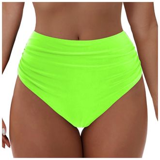 Generic Womens Bikini Bottoms High Waisted Solid Ruched TummyControl Swim Briefs Bottom Swimming Briefs Bathing Suit Shorts Quick Drying Swimwear Swimsuit Bea