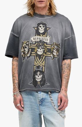 Represent G n R Cotton T-Shirt in Stained Black at Nordstrom, Size Xx-Large