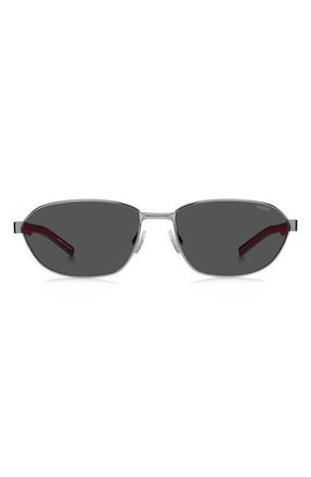 HUGO BOSS 62mm Rectangular Sunglasses in Ruthenium/Grey at Nordstrom