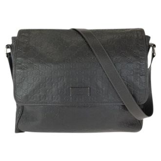 Gucci Pre-owned Cross Body Bags, male, Brown, Size: ONE SIZE Pre-owned Guccissima Leather Shoulder Bag