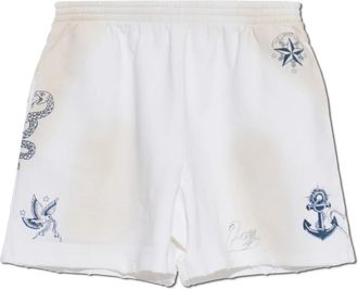Balenciaga Printed Shorts - Heren - Korte Broeken - Wit - M - Katoen - Korte Broeken