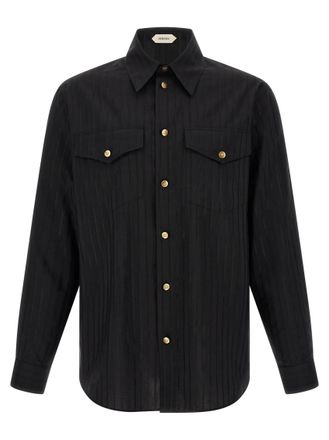 Versace Black Regular Jacquard Shirt