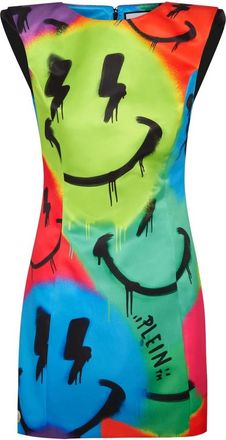 Philipp Plein Short Dress Smile - Dames - Korte kleedjes - Veelkleurig - XS - Polyester - Kleedjes