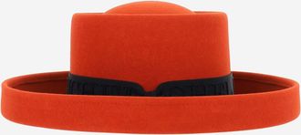 Maison Michel Womens Hat Sonjador Orange Rabbit Felt