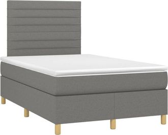 vidaXL Cama Box Spring Con Colch&oacute;n Y Led Tela Gris Oscuro 120x200 Cm Vidaxl