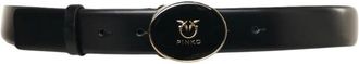 Pinko Pinko, Accessoires, Dames, Zwart, S, Leer, Ronde Emaille Riem