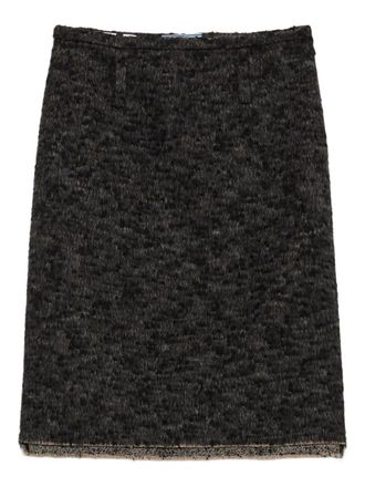 Prada Tweed rok met logo - Zwart