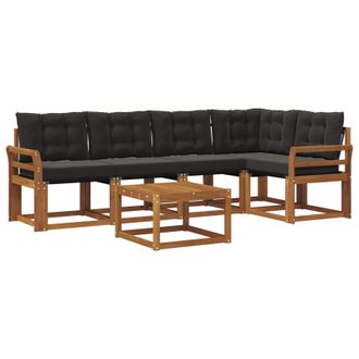 vidaXL Conjunto De Sof&aacute;s De Exterior Con Coj&iacute;n 6 Pcs Natural Y Negro Vidaxl