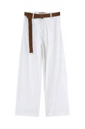 Plan C Womens Cargo Trouser With Belt In Optical White