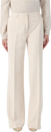 Liu Jo Broeken, Dames, Beige, M, Wijde Pijpen Broek Elegante Stijl