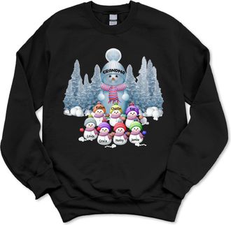 Generic Personalized Grandma Christmas Sweatshirt Custom Grandma Snowman Sweatshirt With Kid Names Mimi Xmas Gifts Tops Pullover Women Size 14 Black