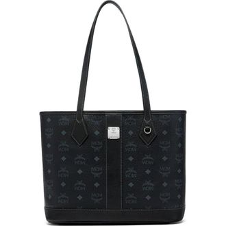 MCM New Small Liz Shopper in Visetos in Black at Nordstrom