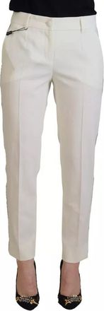 Dolce & Gabbana White High Waist Tapered Wool Womens Pants (Pre-Owned)