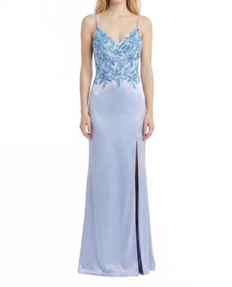 Faviana Classy V Neck Prom Dress In Sheer Periwinkle