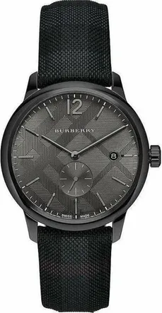 Burberry Accessoires, Heren, Zwart, ONE Size, Leer, Klassiek Rond Horloge