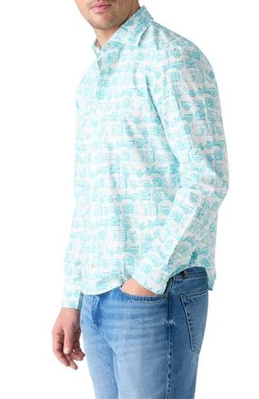 Robert Talbott Reynolds Printed SUV Shirt in White And Green at Nordstrom, Size X-Large - 35