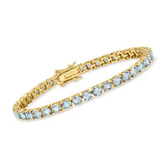 Ross-Simons Sky Blue Topaz Tennis Bracelet in 18kt Gold Over Sterling