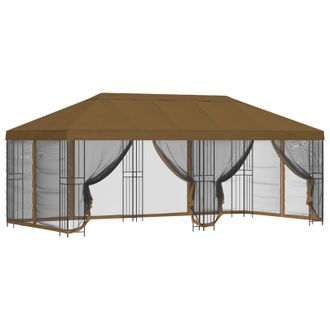 vidaXL Gazebo Con Paredes Laterales 6 X 3 M Topo Poli&eacute;ster Y Acero 190 Vidaxl