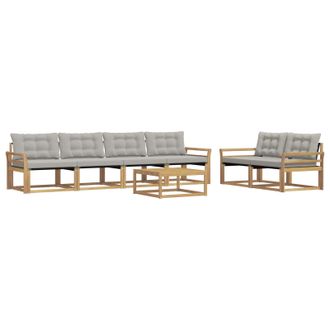 vidaXL Conjunto De Sof&aacute;s De Exterior 7 Pcs Blanco Y Gris Claro Vidaxl