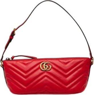 Gucci Pre-owned Quilted Leather Shoulder Bag - Dames - Vintage Schoudertas - Rood - ONE Size - Leer - Vintage