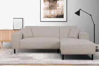 HOME AFFAIRE Ecksofa »ARROS L-Form mit Wellenunterfederung, Masse B/T/H: 235/163/81 cm« incl. Zierkissen, mit Recamiere rechts/links bestellbar, auch in Cord