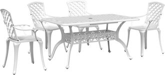vidaXL 5 Piece Garden Dining Set White Cast Aluminium vidaXL