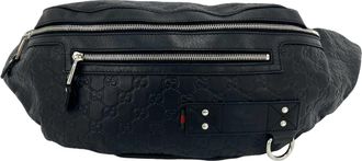 Gucci Black Leather Pouch Shoulder Bag Sling Bag (Pre-Owned)