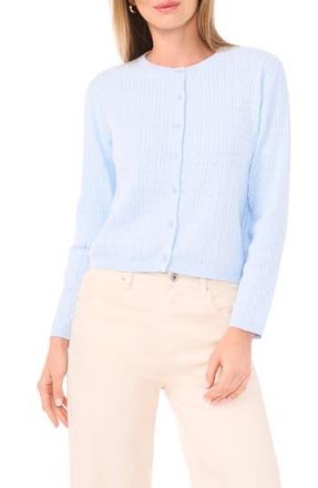Halogen Cotton Cable Knit Crop Cardigan in Swift Blue at Nordstrom Rack, Size X-Small