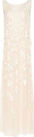 Max Mara Bruiloft Georgette Crepe Paillet Jurk - Dames - Feestkleedjes - Beige - XS - Pailletten - Kleedjes