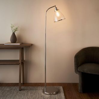 Pagazzi Brunswick Polished Nickel & Glass Task Floor Lamp in Silver