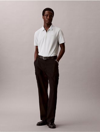 Calvin Klein Mens Tech Pique Zip Polo Shirt - Grey - 2XL