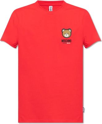 Moschino T-shirt met logo - Heren - T-shirts - Rood - 2XL - Katoen - Tops