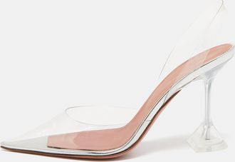 Amina Muaddi Transparent Pvc Holli Glass Pointed Toe Slingback Pumps