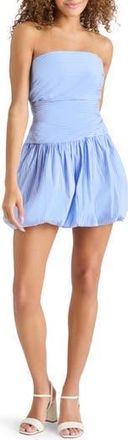 Steve Madden Gigi Stripe Strapless Bubble Hem Minidress in Vintage Blue at Nordstrom Rack, Size X-Large