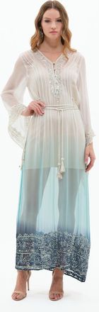 Calypso St. Barth Camelia Dress in White /Teal /Indigo Ombre at Nordstrom, Size Medium