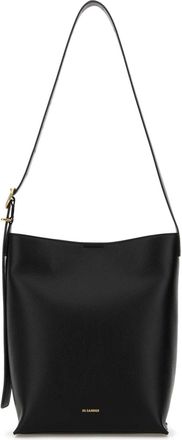 Jil Sander Black Leather Cannolo Shoulder Bag